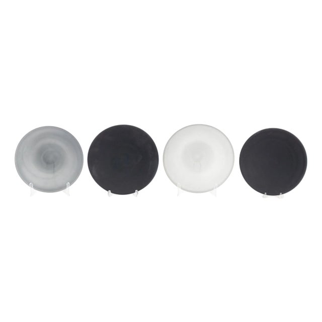 Murano Frosted Black Glass Bowls, 4 For Sale