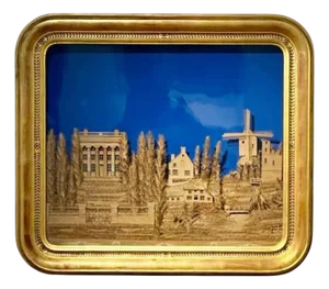 American 19th Century Folk Art Framed East Hampton Diorama