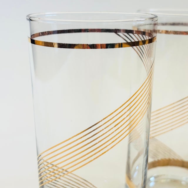 Mid 20th Century Mid Century Gold Spiral Highball Tumblers - Set of 4 For Sale - Image 5 of 12