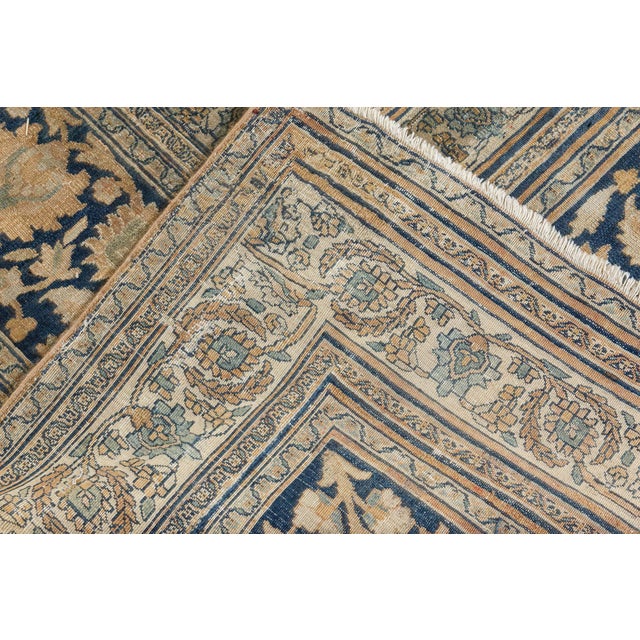Authentic 19th Century Persian Meshad Handmade Wool Carpet For Sale In New York - Image 6 of 8