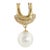 Late 20th Century 18k Two Tone Pearl and Diamond Two Sided Clip Pendant For Sale