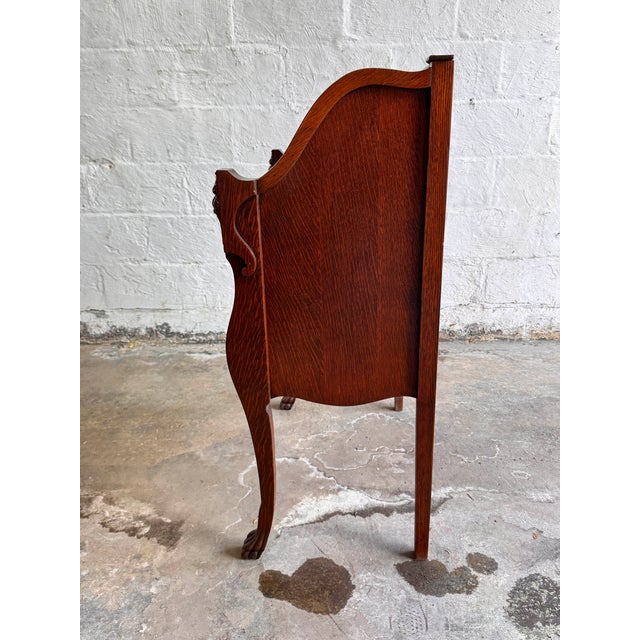 Antique Tiger Oak Slant Front Secretary Desk For Sale - Image 4 of 15