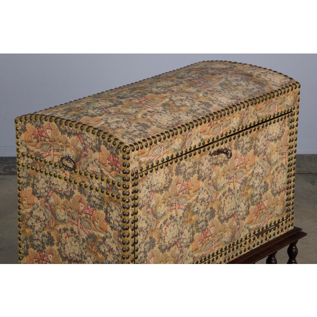 Brown Antique French Louis XIII Style Needlepoint Tapestry Chest Bar For Sale - Image 8 of 12