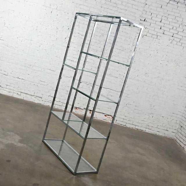 Mid-Century Modern Mid-Century Modern Chrome & Glass Etagere Mondrian Style Shelf Placement For Sale - Image 3 of 13