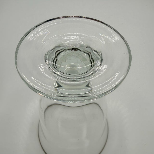 Hollywood Regency Vintage Silver-Rimmed Clear Glass Wine Goblets - Set of 4 For Sale - Image 3 of 7