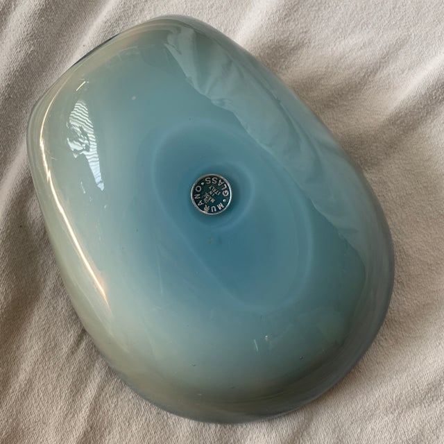 1950s Vintage Murano Biomorphic Art Glass Bowl – Heavy Blue Swirl With Gold Aventurine Flecks, 3.5 LBS For Sale - Image 5 of 5