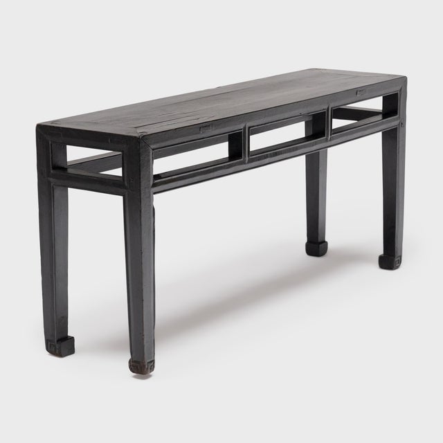 Traditional Chinese Lacquered Scroll Foot Bench, C. 1870 For Sale - Image 3 of 5