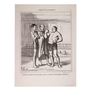Honoré Daumier, N'Allant aux Bains Froids\., Lithograph, 1858 For Sale