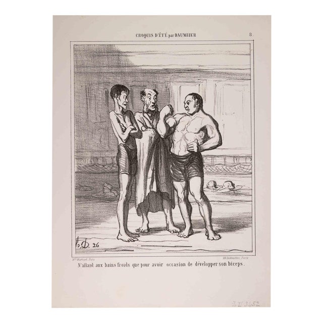 Honoré Daumier, N'Allant aux Bains Froids\., Lithograph, 1858 For Sale
