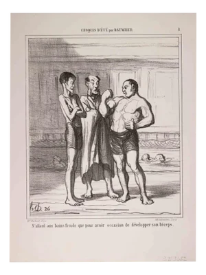 Honoré Daumier, N'Allant aux Bains Froids\., Lithograph, 1858