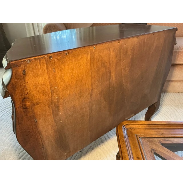 Late 20th Century Enchanting Vintage Louis XV-Style Bombe Commode - A Whisper of Rococo Romance For Sale - Image 5 of 10