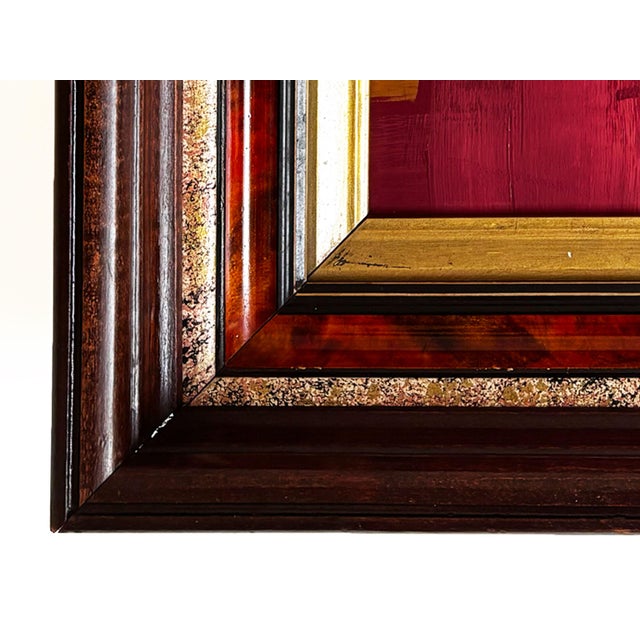Paint "Velvet Desire" Abstract Art in Antique Frame, Red Abstract Painting by JTS For Sale - Image 7 of 11