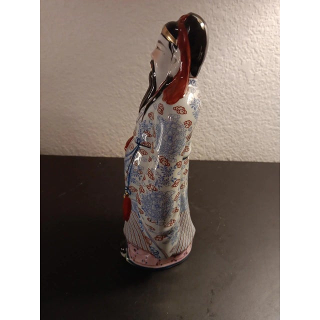 1970s Asian Famille Rose Porcelain Scholar With Scroll Figurine, Circa Late 20th Century For Sale In Dallas - Image 6 of 8