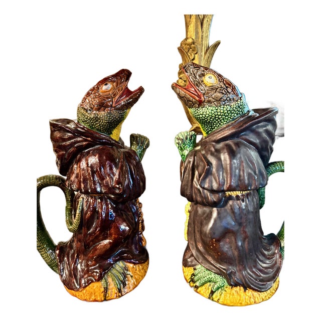 Portuguese Lizard-Monk Jug by Manuel Marfa For Sale