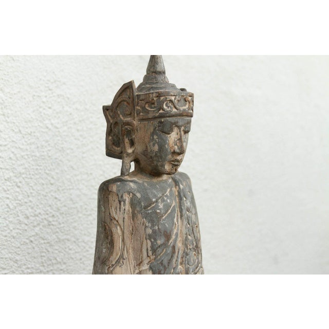 19th Century 29" Tall Burmese Royal Spirit Carved Figure For Sale - Image 5 of 12