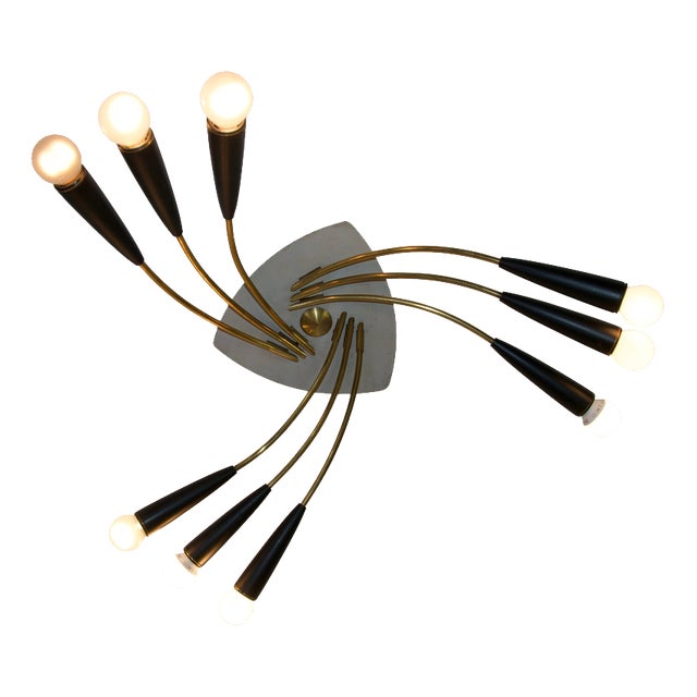 Mid-Century Brass Sputnik Ceiling Lamp, Germany, 1950s For Sale