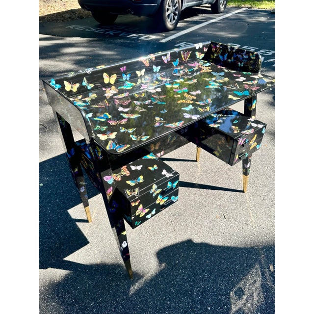 Mid-Century Modern Gio Ponti and Fornasetti Butterfly Desk For Sale - Image 3 of 10