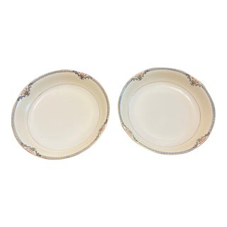 Pair of 1970s White Noritake Plates With Floral Rims For Sale