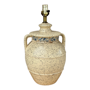 Vintage Speckled & Hand Painted Crock or Jug Shaped Table Lamp