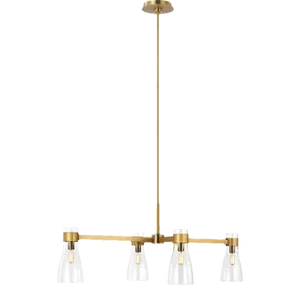 AERIN By Visual Comfort Studio Moritz 4-Light Linear Chandelier in Burnished Brass