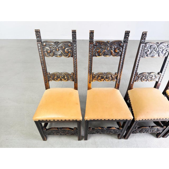 Neo-Baroque Chairs in Leather, Set of 4 For Sale - Image 6 of 11