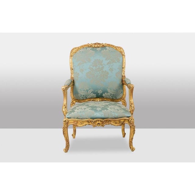 Wood Louis XV Style Living Room with Gilded Wood Frames, 1880s, Set of 5 For Sale - Image 7 of 18