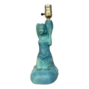 Art Deco Van Briggle Ceramic Figure Pottery Lamp