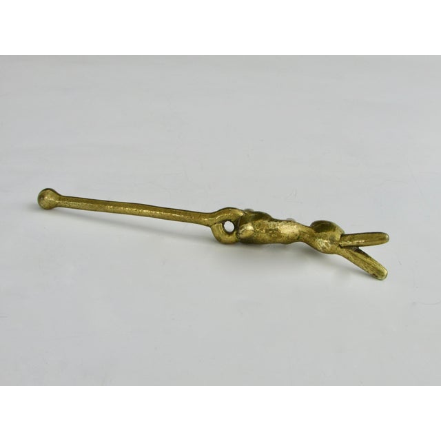 Mid 20th Century Mid 20th Century Cast Brass Bunny Whiskey Stir Stick For Sale - Image 5 of 7