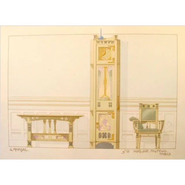 French Vintage French Decorator Sheet Interior/Clock For Sale - Image 3 of 3