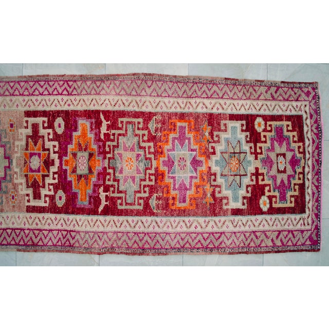 Hand-Knotted Kurdish Runner Rug . Tribal Long Runner Rug - 2′10″ × 14′5″ For Sale - Image 11 of 14