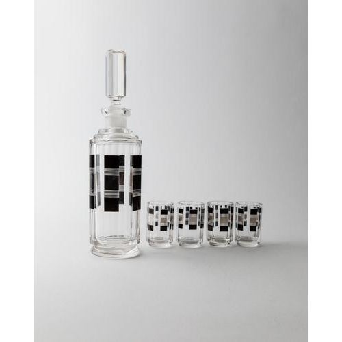 This elegant Art Deco liqueur set, attributed to Karl Palda and crafted in the 1930s, is a stunning example of geometric...