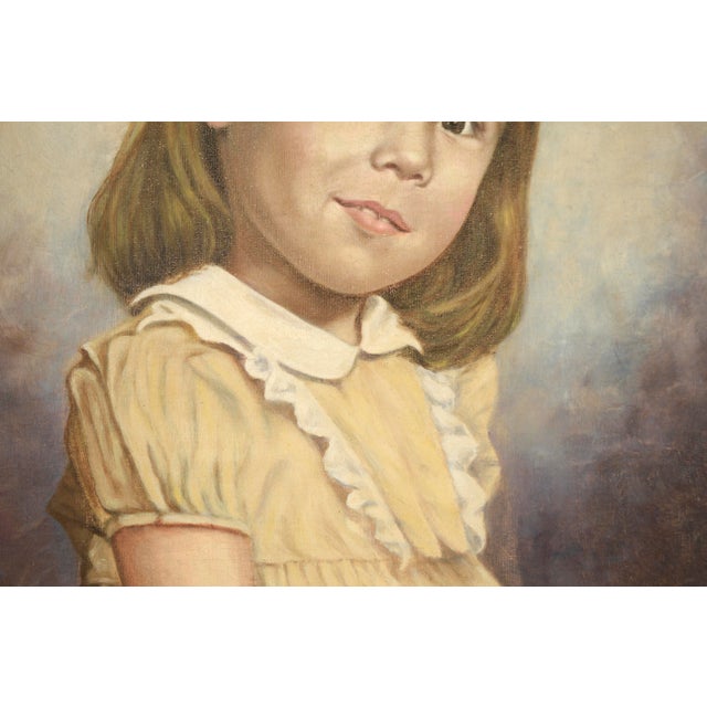 "Joni" - Mid Century Modern Portrait of a Girl in Yellow Dress in Oil on Canvas by Morris Zirlin For Sale - Image 4 of 7