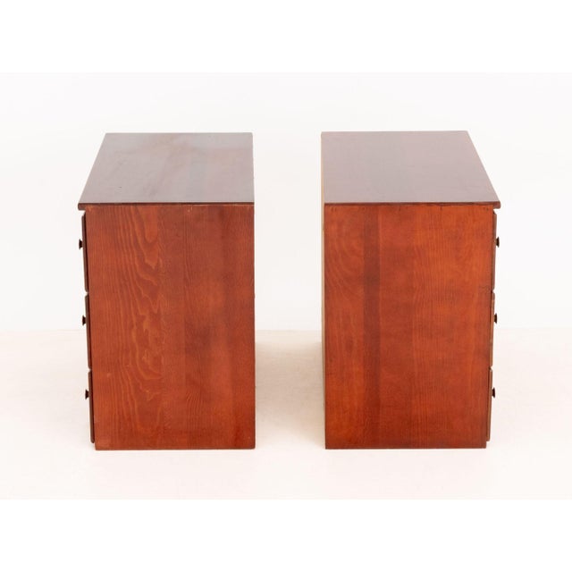 Pair of Modern Cherry-Stained Wood Chests of Drawers For Sale - Image 4 of 9