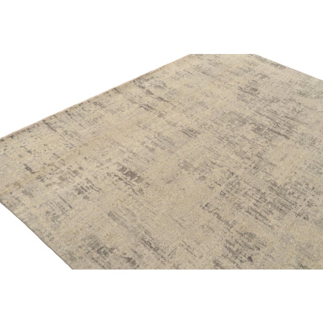 Rug & Kilim Rug & Kilim’s Abstract Rug in Greige and Taupe Striae For Sale - Image 4 of 7