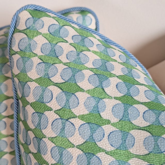 Galbraith & Paul Ovals Pillows in Blue and Green- Pair With Blue Braided Cord For Sale In Greensboro - Image 6 of 6