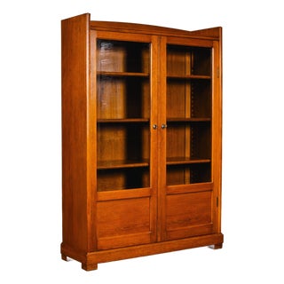 Art Nouveau Bookcase in Solid Oak For Sale