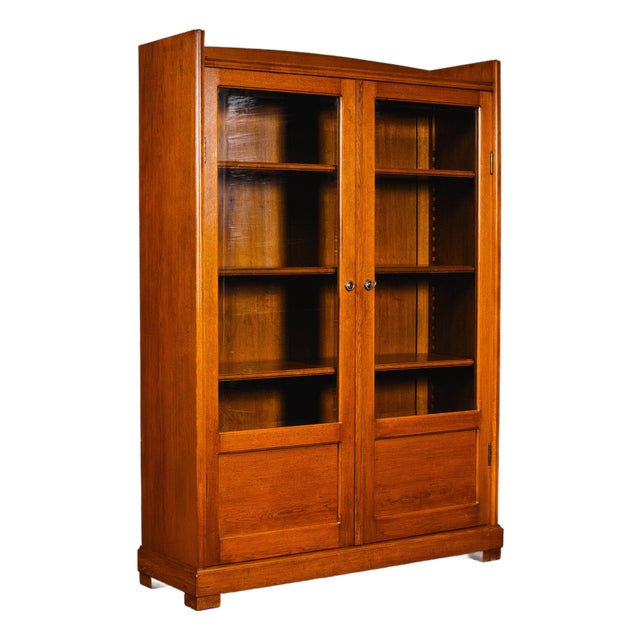 Art Nouveau Bookcase in Solid Oak For Sale