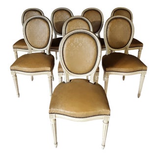Vintage French Louis XVI Style Dining Chairs, 1920s, Set of 8 For Sale