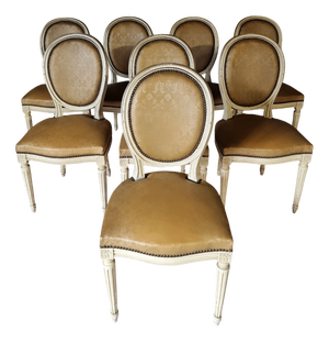 Vintage French Louis XVI Style Dining Chairs, 1920s, Set of 8