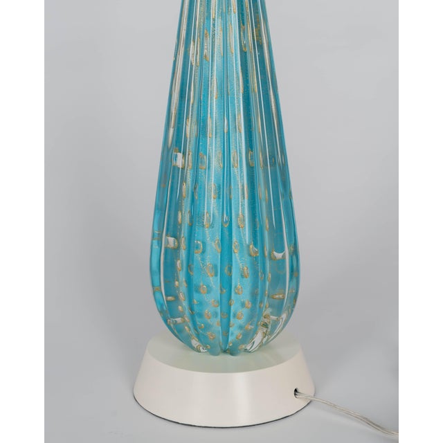 Sky Blue Murano Glass Mid Century Blue Barbini Lamp For Sale - Image 8 of 11