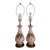 Pair of Vintage French Neoclassical Large Pink Frosted Glass Lamps With Portraits For Sale