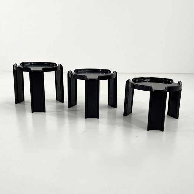 Black Nesting Tables by Giotto Stoppino for Kartell, 1970s, Set of 3 For Sale - Image 12 of 12