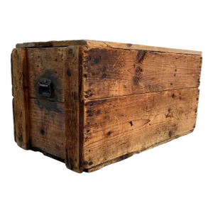 Antique Pine Beer Crate With Iron Handles