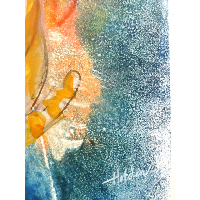 Martha Holden "Orange Tabby" Contemporary Modern Mixed-Media Painting on Paper For Sale - Image 4 of 8