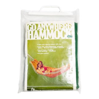 Vintage 1960s Algoma Go Anywhere Nos Olive Green Fringed Hammock For Sale