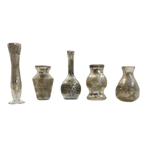 Vintage 1990s Petite Mercury Glass Vases - Set of 5