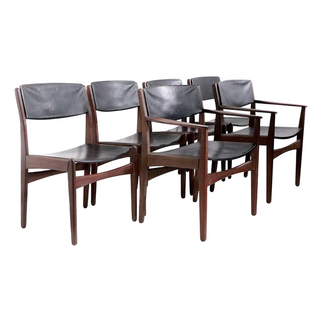 Set of Six Mid Century Danish Modern Dining Chairs by Frem Ro For Sale
