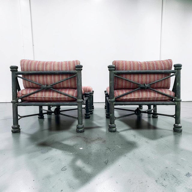 Metal Diego Giacometti Style Neoclassical Lounge Chair With Footstool - a Pair For Sale - Image 7 of 10