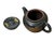 Oriental Zisha Clay Black Glaze Foo Dogs Lions Graphic Display Art Teapot For Sale - Image 9 of 10