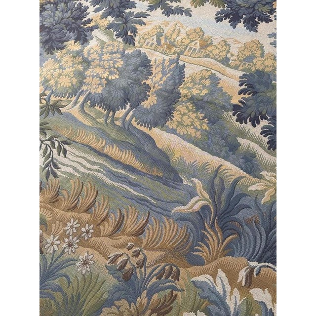 Large Vintage French Aubusson Style Jacquard Tapestry Classic Verdure, 1970s For Sale - Image 13 of 18